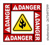 Flammable Warning Sign, Danger Industrial Sign Vector Art Illustration