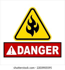 Signo de advertencia inflamable, Ilustración de arte de vectores de signos industriales peligrosos