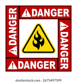 Flammable Warning Sign, Danger Industrial Sign Vector Art Illustration