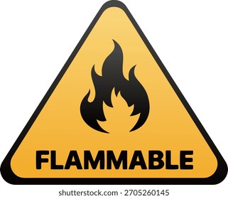 Sinal de aviso inflamável símbolo de perigo de incêndio ilustração de vetor de triângulo amarelo