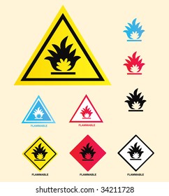 Flammable warning sign. Vector collection of warning signs â?? easy to resize and change colors.