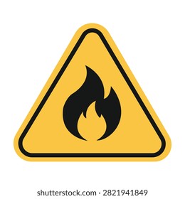 Flammable warning triangle sign featuring fire hazard symbol created for industrial safety workplace regulations emergency awareness dangerous material labeling and protective instructional graphic applications