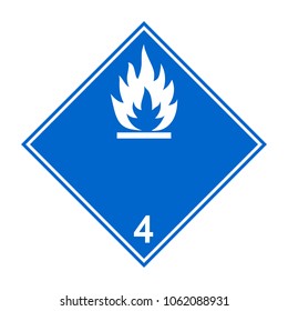Flammable when wet ADR 4 sign, blue and white diamond sign, vector illustration.