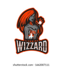 flamming wizzard gaming esport logo template