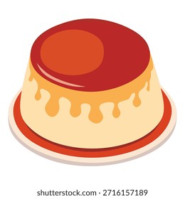 Flan Crème Caramel Vector. Klassischer Crème Caramel Vektor. Ideal für Dessertmenüs, Bäckereimarken, Lebensmittelverpackungen, kulinarische Blogs, Poster, soziale Medien und süße Designprojekte