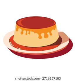 Flan Crème Caramel Vector. Caramel Flan Dessert Illustration. Ideal für Dessertmenüs, Bäckereimarken, Lebensmittelverpackungen, kulinarische Blogs, Poster, soziale Medien und süße Designprojekte