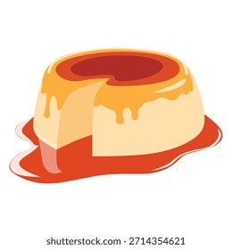 Flan Crème Caramel Vector. Flan Pudding Dessert Vector. Ideal for dessert menus, bakery branding, food packaging, culinary blogs, posters, social media, and sweet-themed design projects