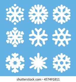 Flan design vector snowflakes icon set.