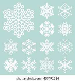 Flan design vector snowflakes icon set.