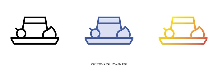 flan icon. Linear, Blue Fill and Gradient Style Design Isolated On White Background