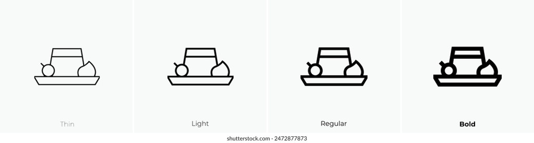 flan icon. Thin, Light Regular And Bold style design isolated on white background