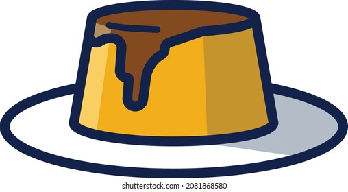 Flan Illustration Icon Design Flat Food