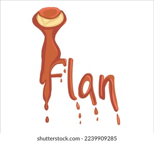 Flan mexican food vector. Best Mexican Dishes. Latin american food illustration.