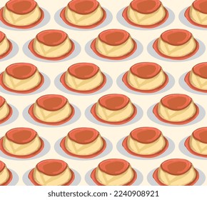 Flan mexican food vector. Best Mexican Dishes. Latin american food illustration.