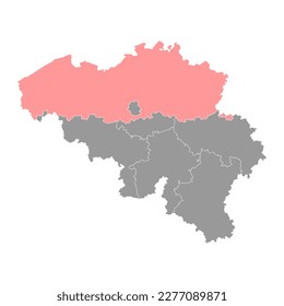 Flanders region map, Belgium. Vector illustration.