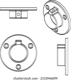 Flange, collar. clamp Vector set