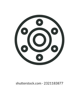 Flaches isoliertes Symbol, geschweißter Nackenflansch, Vektorsymbol mit bearbeitetem Hub