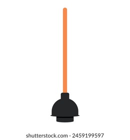 Flange Plunger Tool for Clearing Clogs in Bathroom and Kitchen Pipes, Flat Vector Illustration Design