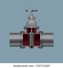 Flanged Gate Valve cut out scheme . Vector