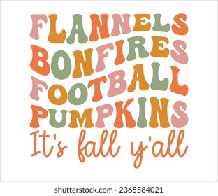 Flannel bonfires football pumpkins it's fall, vector art design, eps file. design file for t-shirt, cuttable design file