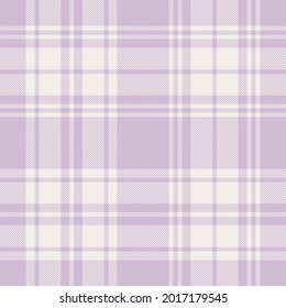 Flannel check pattern in pastel lilac purple and off white. Seamless Scottish tartan plaid texture for spring summer shirt, blanket, duvet cover, throw, poncho, other modern fashion fabric print.