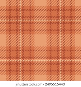 Vector escocés de franela a cuadros, textura nativa sin costuras. Patrón de fondo de tela textil Herringbone en la paleta de colores naranja y rojo.