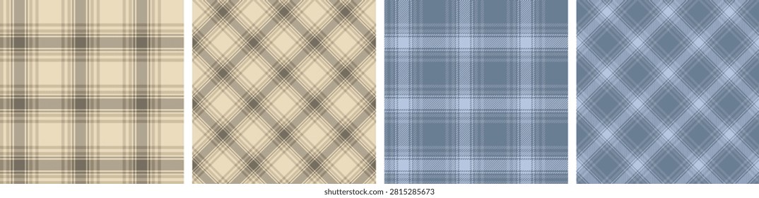 Flannel pattern set.tartan check fabric texture seamless pattern fashion design use for plaid fabric, flannel shirt, Background for garments textile. 