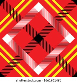 FLANNEL SEAMLESS PATTERNS RED BACKGROUND WITH YELLOW AND WHITE SQUARE WITH BLACK STRIPE