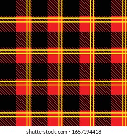 FLANNEL SEAMLESS PATTERNS WITH RED AND BLACK WITH YELLOW STRIPE COLOR