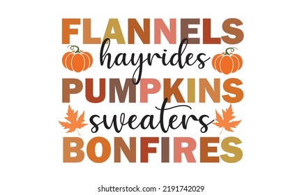 Flandes Hayrides Pumpkins Sweaters Bonfire - Vector de otoño y Clip Art