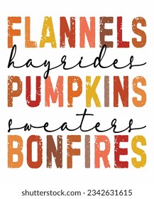 Flannels hayrides sweaters bonfires Fall T-shirt Print Template 