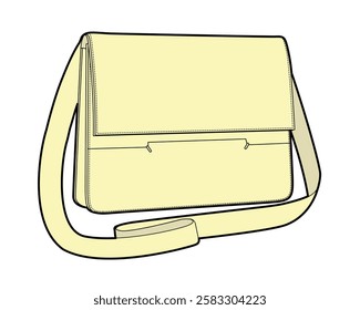 Flap bag vector mockup template technical flat design