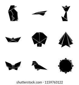 Flap paper icons set. Simple set of 9 flap paper vector icons for web isolated on white background