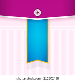 flap pockets with a button and a blue ribbon