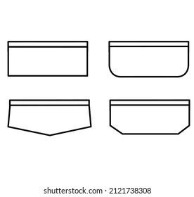 Flap pockets design. Vector collection of shirt pockets.