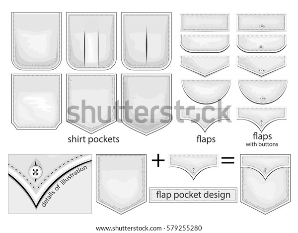 Flap Pockets Design Vector Collection Shirt Stock Vector (Royalty Free ...