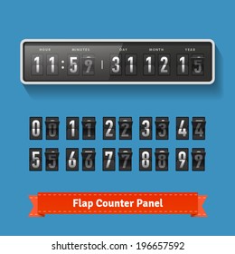 Flap Time And Day Wall Clock. Number Counter Template Plus All Digits With Flips. Also Suitable For 2014-2015 Countdown. Highly Editable EPS10.