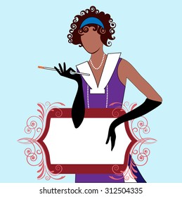 Flapper girl with banner for your  message