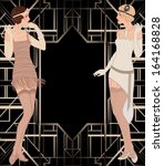 Flapper girl: Retro party invitation design. Vector illustration.