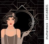 Flapper girl: Retro party invitation design. Vector illustration.