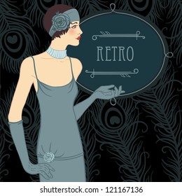 Flapper girl: Retro party invitation design (black)