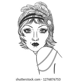 Flapper Girl. Vector Illustration