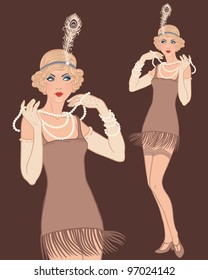 Flapper girl.  Young beautiful blonde woman 20's style.