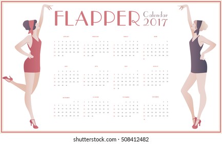 Flapper Girls Calendar 2017. Retro Style