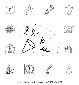 flapper,petard line icon. Set of Christmas and New Year icons. Signs, outline symbols collection, simple thin line icons for websites, web design, mobile app, info graphics on white background