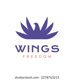 flapping wings eagle falcon modern minimal logo design vector