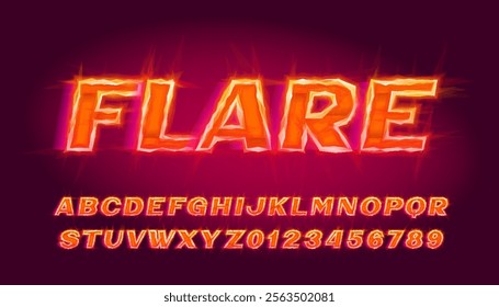 Flare alphabet font. Neon light letters and numbers with a speed effect. Stock vector typeface for your design.