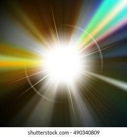 Flare bright shiny star with lined background