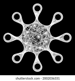 Marco de microbio axénico de malla cruzada con puntos brillantes. Estructura vectorial de constelación creada a partir del símbolo de microbio axénico y cruzó líneas blancas. microbio axénico de malla espumosa,