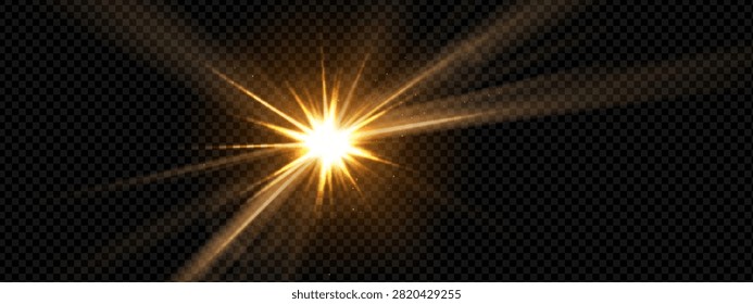 Flare glow golden and light sun jesus with burst orange effect. Sunray shine and ray bg gold with star window gleam. Sunshine on sunrise in summer and blast overlay shiny with beam abstract rise.